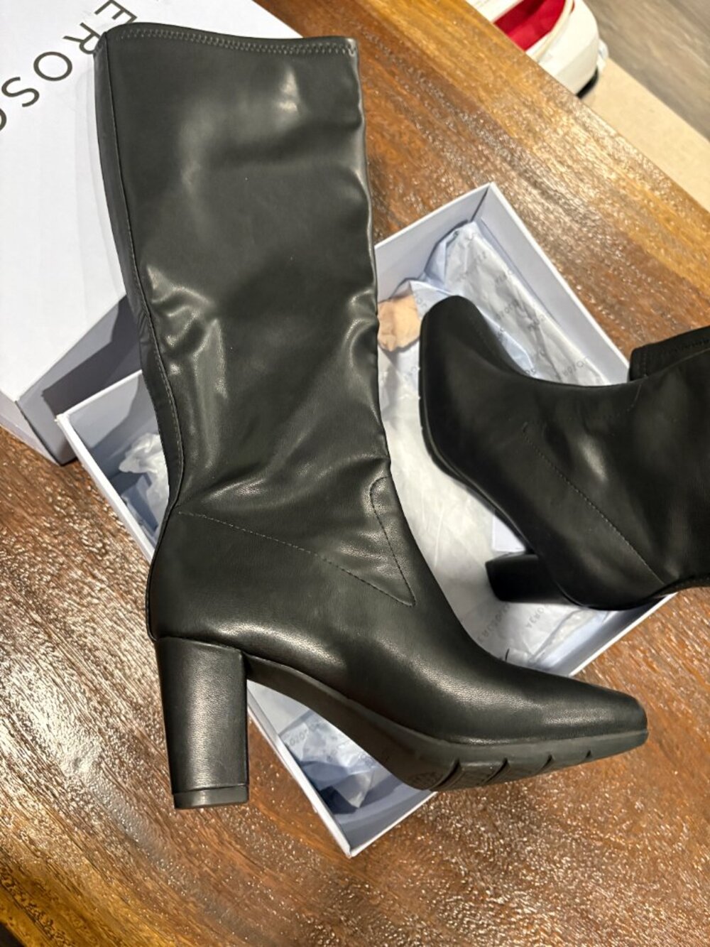 Aerosoles Chai Black Heeled Boots sz 6M 6 NEW NIB Knee High Chunky - Picture 3 of 5